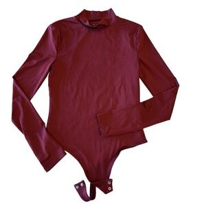 SWS Contour Long Sleeved Burgundy Mock Turtle Bodysuit Women's Size Medium